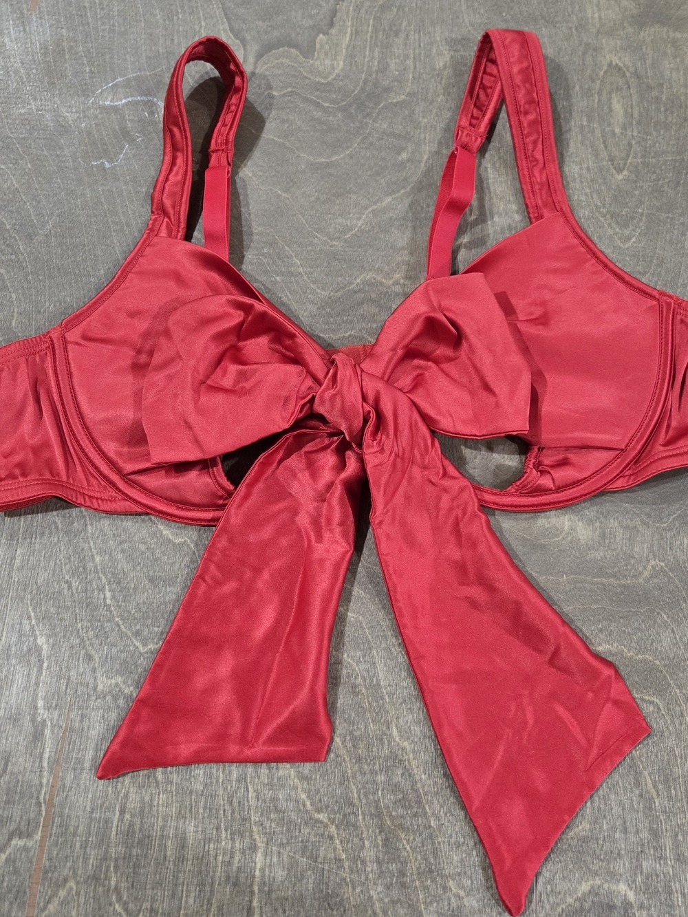 Adore Me Gynger Red Satin Bow Front Bra - Women Intimates & Sleepwear Size XL